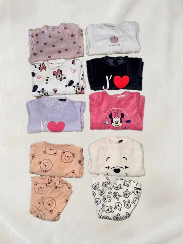 💐Lot de 8 pyjamas bébé taille 12 mois💐