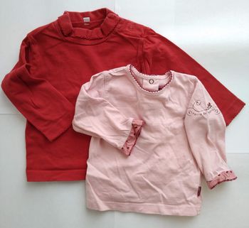 #lot De 2 T-Shirts Manches Longues Bébé Fille Taille 12 Mois