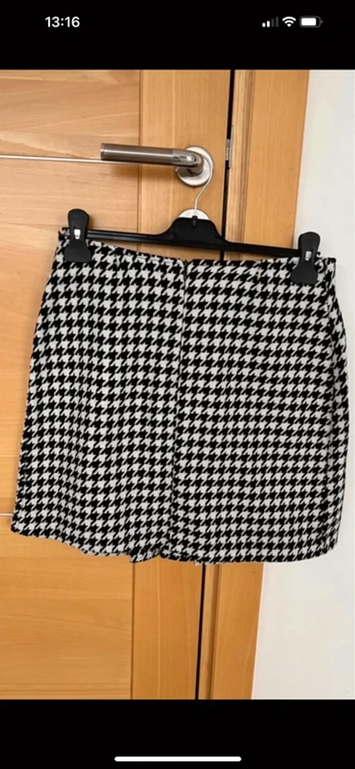 Jupe courte plissée Tweed pied de poule - photo numéro 2