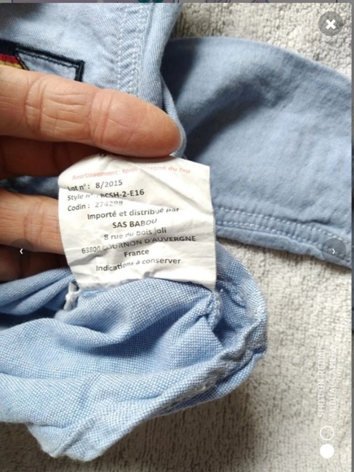 Babou chemise bleu clair 12 mois E - photo numéro 3