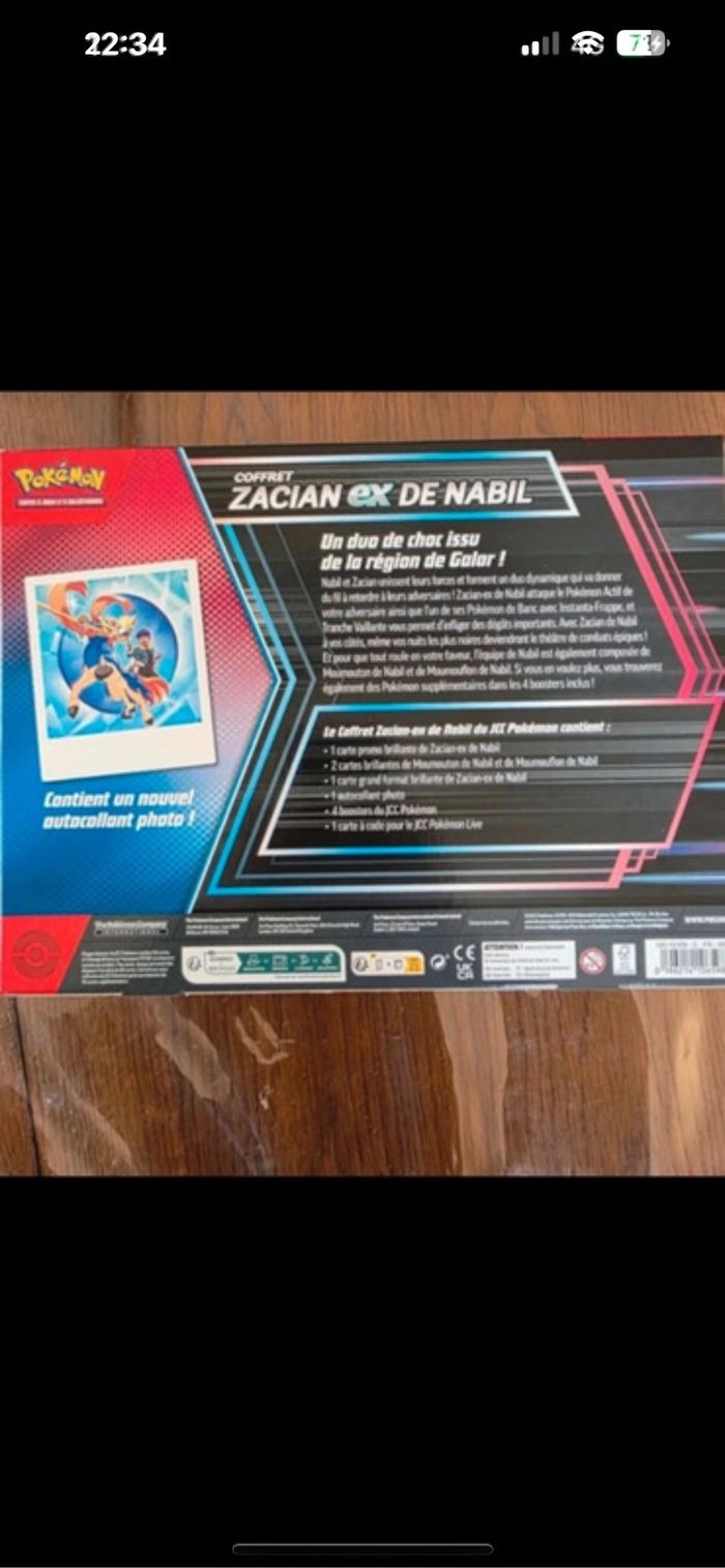 Coffret Pokémon zacian ex de Nabil - photo numéro 2