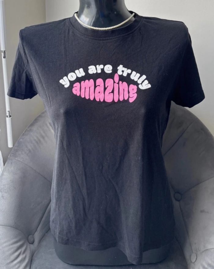 T-shirt noir Primark Cares You are truly amazing– Taille S/M - photo numéro 2
