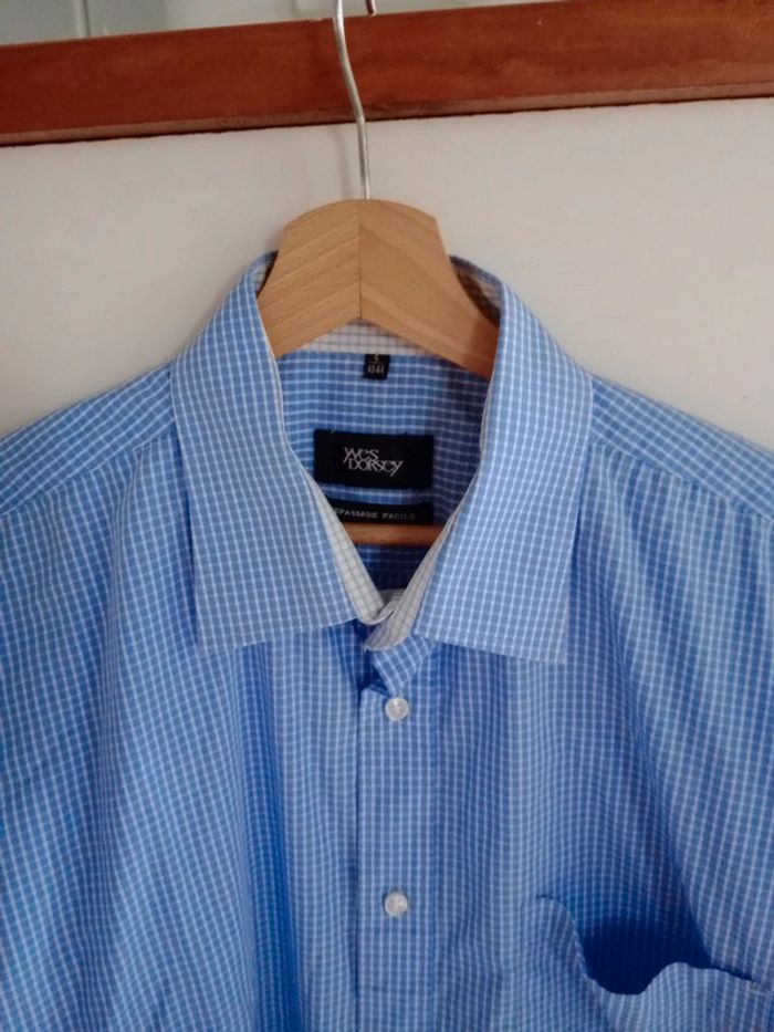 Chemise homme taille 5 43-44 vichy bleu c84 - photo numéro 3