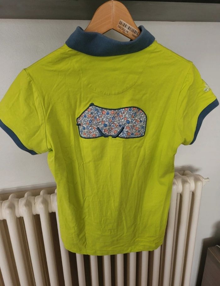 Tee-shirt polo équitation equitheme jaune fuo - photo numéro 3