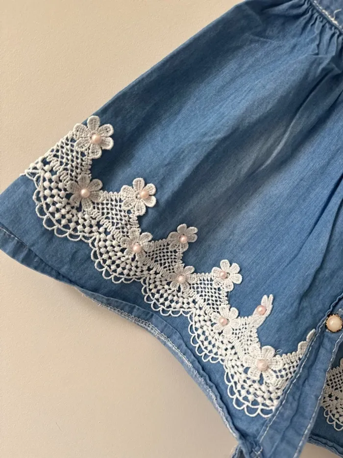 👗 robe effet jeans avec perle - bébé fille - 24 mois - très bon état - pretty baby - photo numéro 2