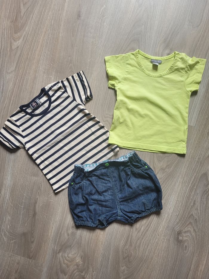 Lot short et 2 tee-shirts 23 mois Orchestra