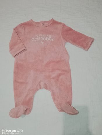 Kiabi pyjama velours vieux rose 1 mois