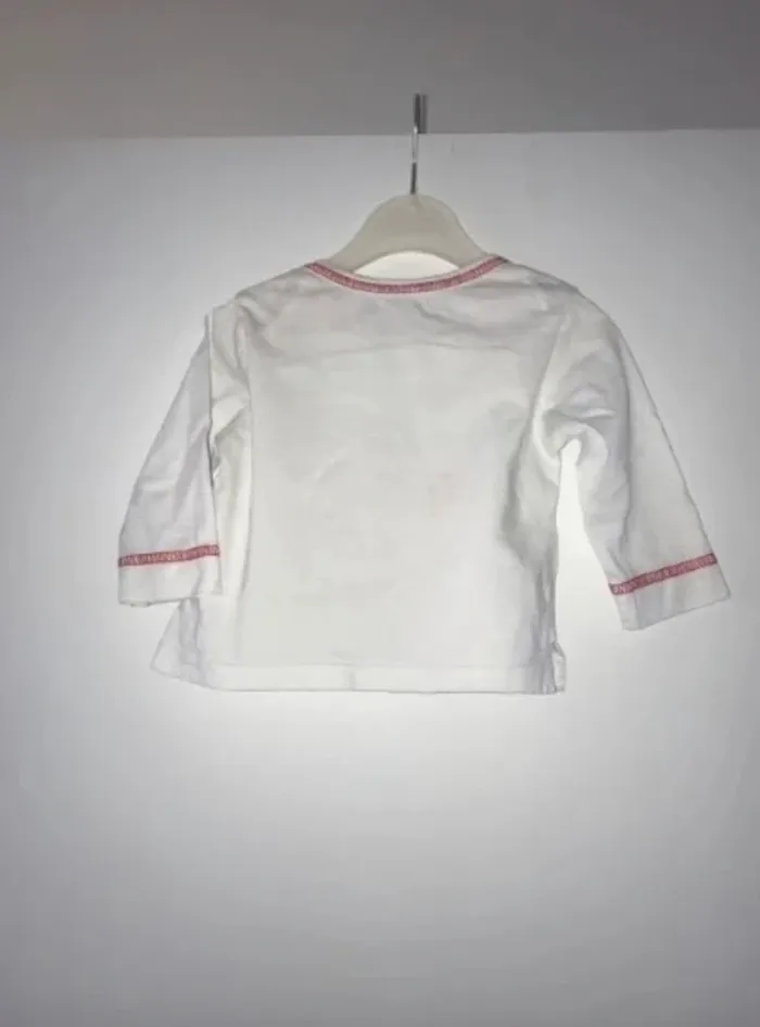 tshirt manches longues 3 mois blanc motif nounours - photo numéro 4