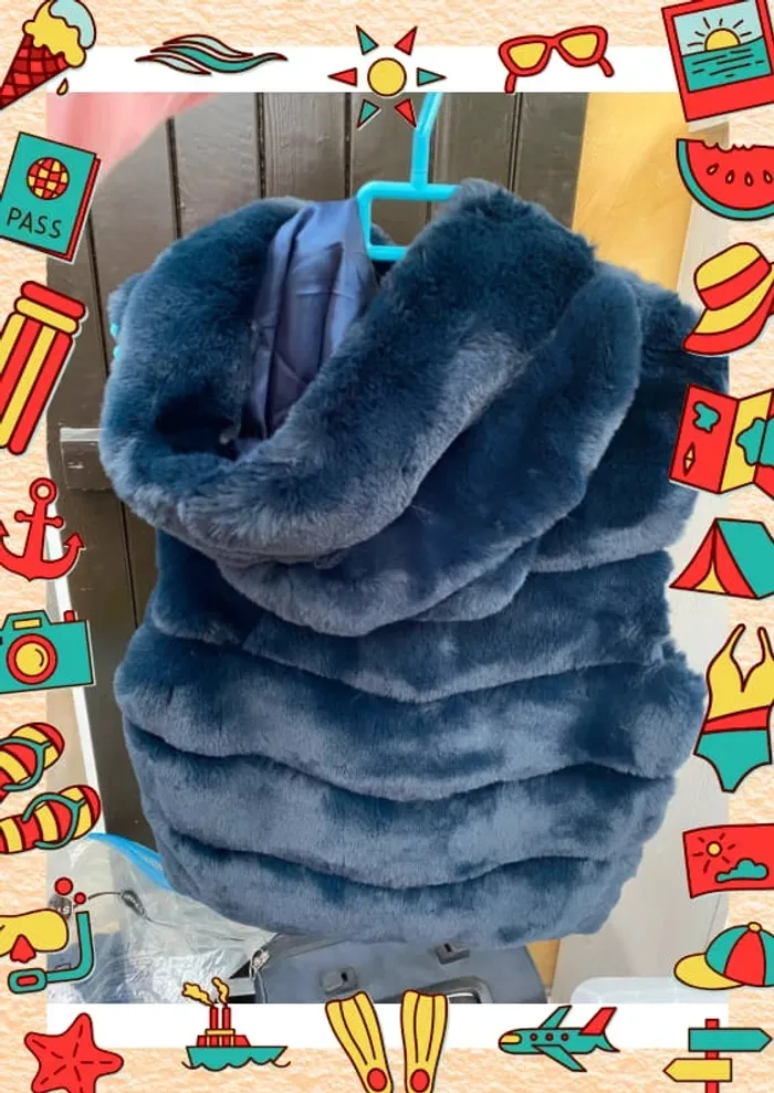 Veste sans manches fausse fourrure marine - photo numéro 2