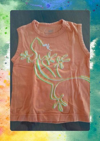 🦎 Débardeur garçon 24 mois - motif lézard fluo