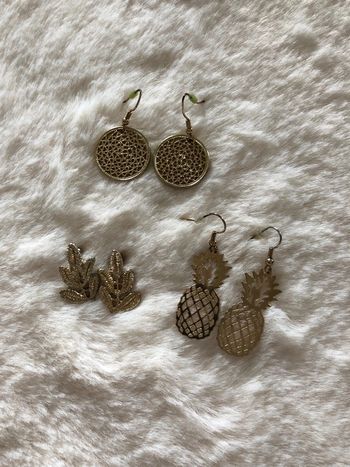 Lot 3 paires boucles d’oreilles dorées
