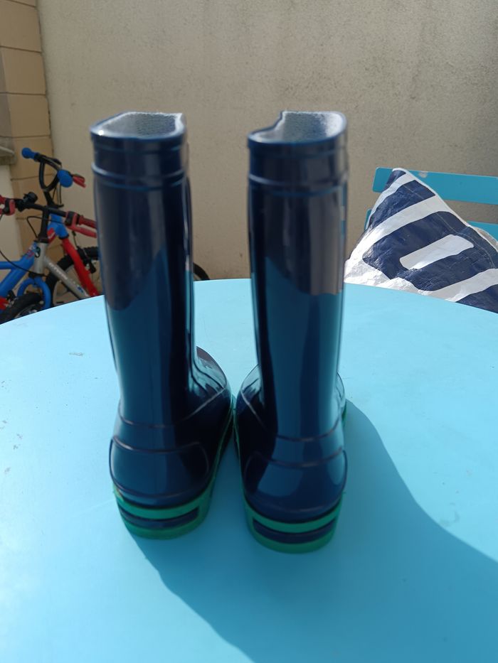 Bottes pluie bleues et vertes Taille 25 Sarraizienne - photo numéro 2