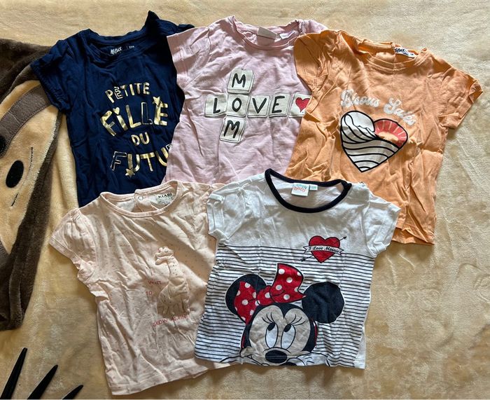 Lot 5 t shirts manches courtes 12 mois