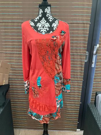 Robe orange/turquoise neuve T44 (n°28)