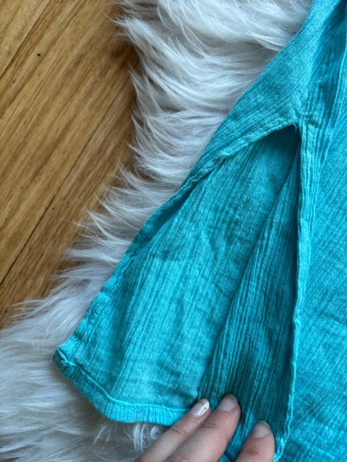 Chemisier / chemise daxon bleu clair bouton manches courtes vintage 2000s taille M-38 - photo numéro 6