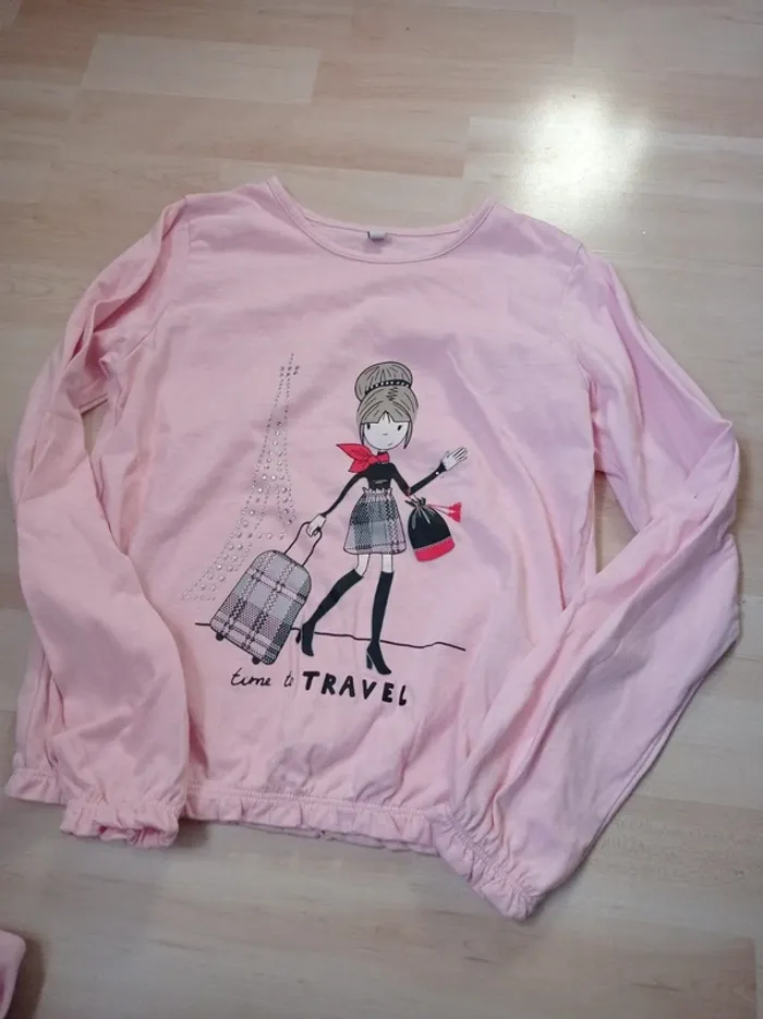 Pull fin manche longue rose