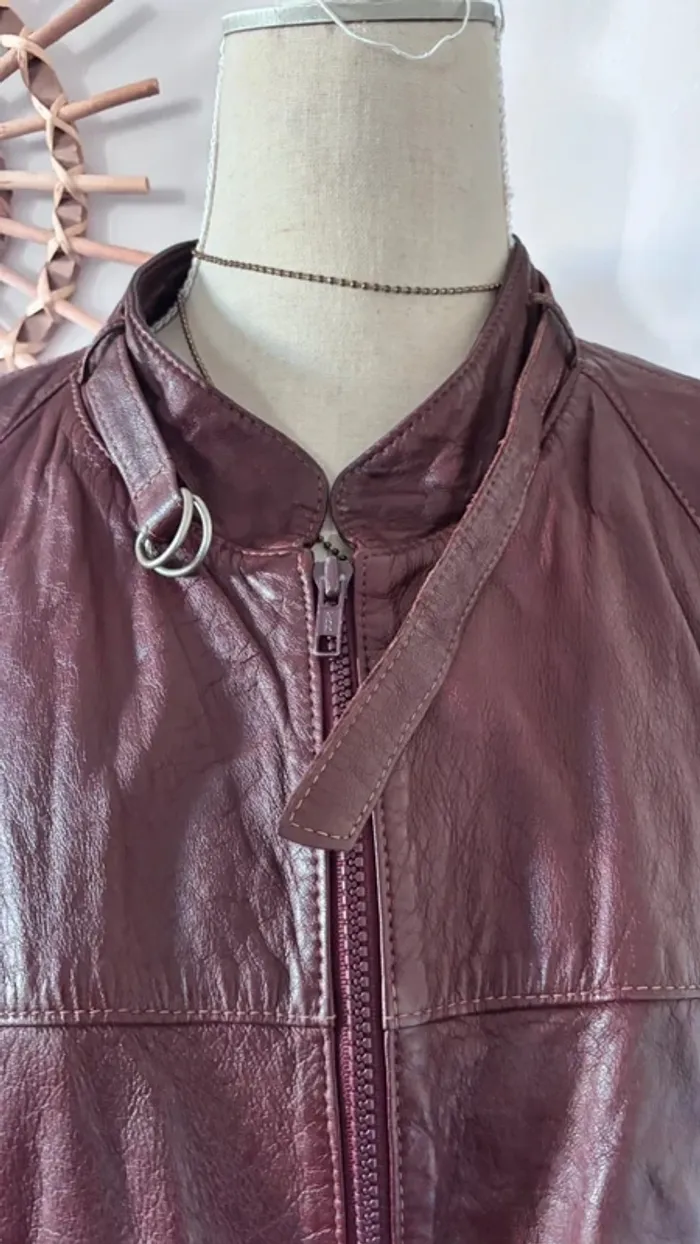 💕 veste en cuir bordeaux taille 48 #nouvellesgaleries - photo numéro 5