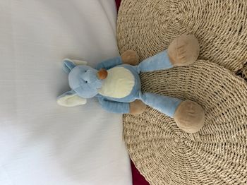 NICOTOY Doudou peluche SOURIS bleue creme beige 32 cm