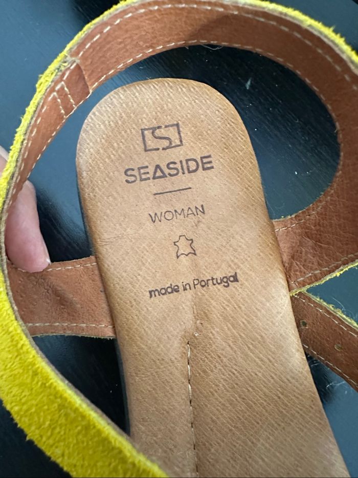 Sandales jaune moutarde en cuir Seaside T39 - photo numéro 5