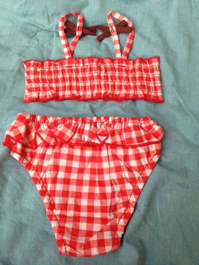 Maillot de bain 2 pièces imprimé vichy 9 mois - photo numéro 2