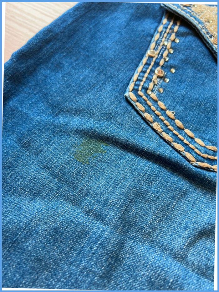 Short en jean vintage femme M/L – broderie et strass - photo numéro 14