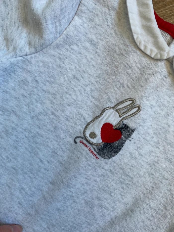 Petit pull sweat col Claudine avec lapin et chat 🐱 🐰 - photo numéro 2