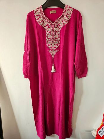 Djellaba femme rose et doré manche longue taille XXXL Neuf