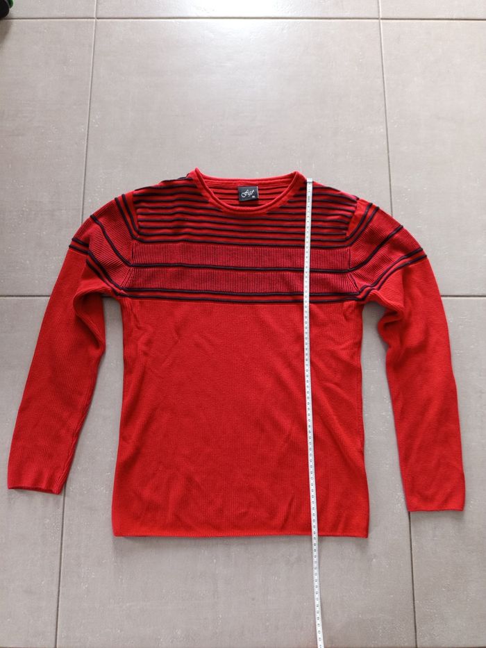 Très beau pull comme neuf rouge foncé et noir - photo numéro 4