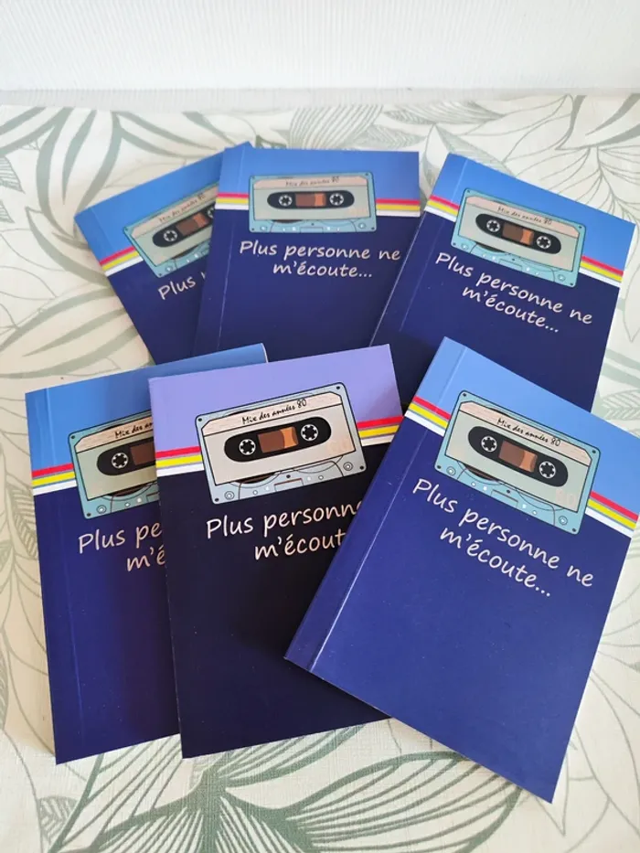 Lot de 6 carnet A6, 10,5x15cm vintage, déco cassette