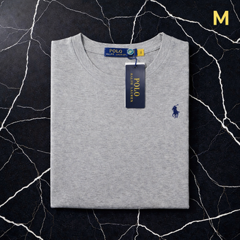 Tee Shirt Ralph Lauren pour Homme - Taille M - Gris logo brodé noir - Neuf