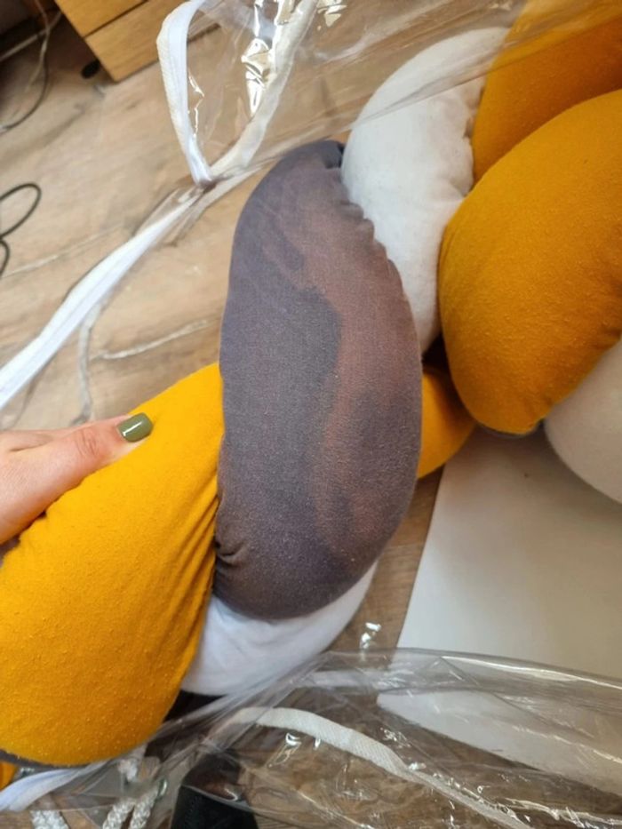 Tresse de lit blanc/moutarde/gris - photo numéro 5