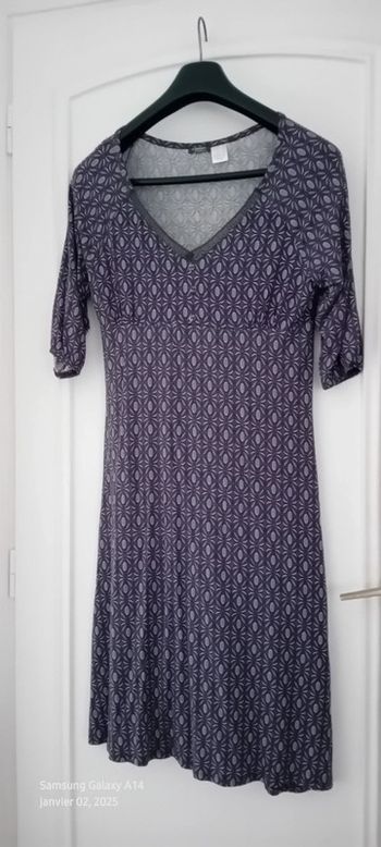 Robe fluide en viscose motif floral manches 3/4 mauve femme 42 la redoute