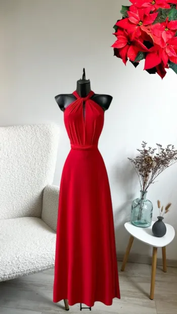 Sublime robe rouge positions multiples de fabrication française