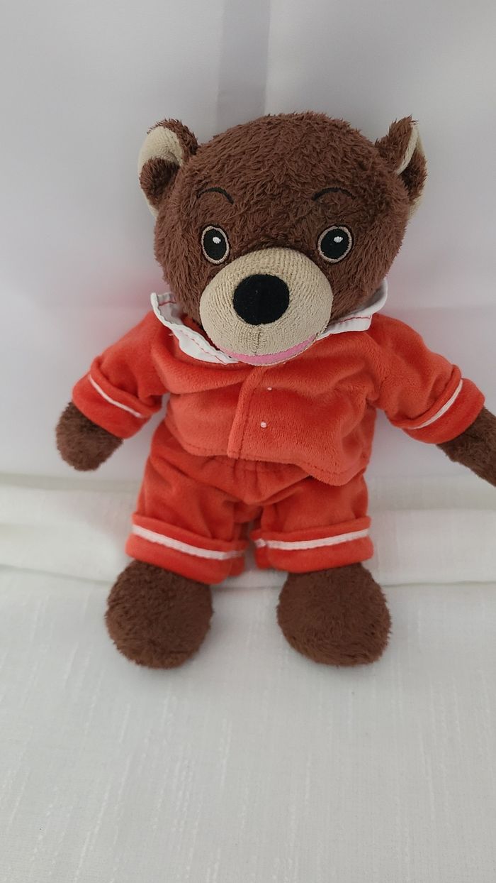 Petit Ours Brun AJENA NOUNOURS doudou ensemble rouge - photo numéro 2