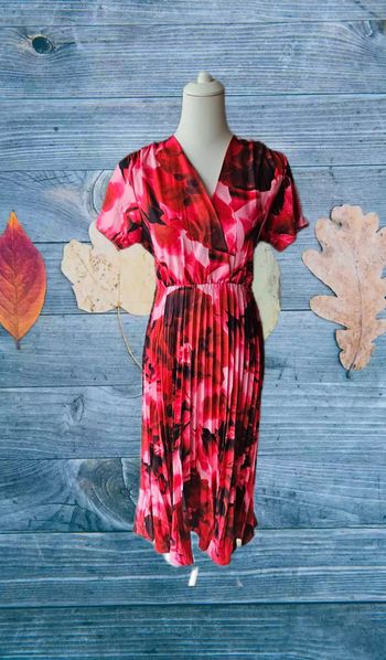 Robe longue plissée fleurie fushia, boutique indépendante, taille M