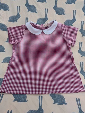 Blouse col claudine vichy bordeaux taille 5 ans