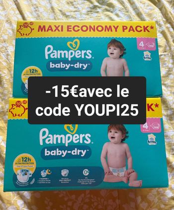 Deux cartons couche maxi economy couche Pampers taille 4 normal