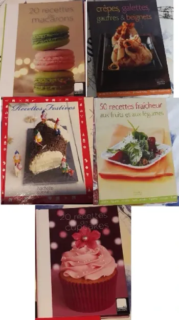 Lot 5 livres de recettes de cuisine