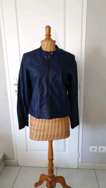 Veste simili cuir bleu marine 38