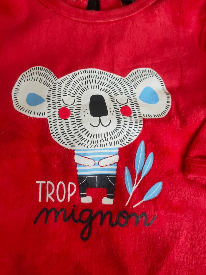 Grenouillère pyjama 1 pièce pour bébé garçon rouge 9 mois influx - photo numéro 2