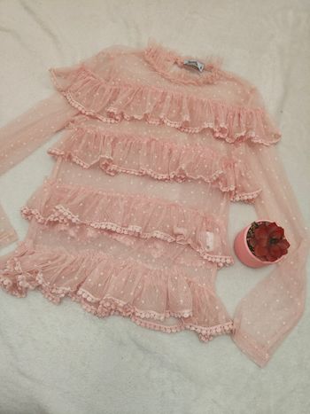 Blouse rose a froufrou femme