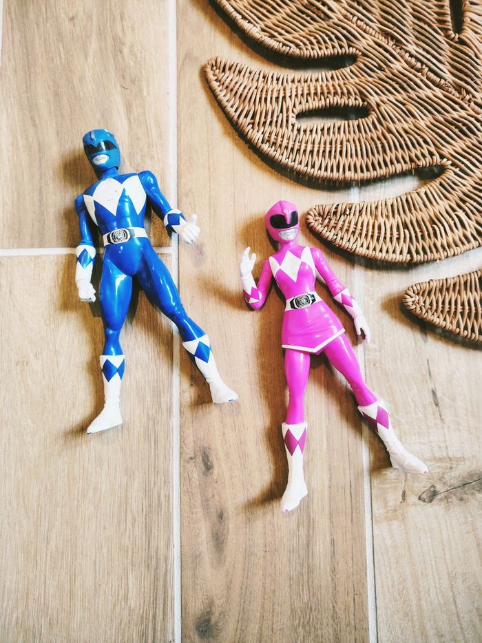 🙅 Power rangers mighty morphin lot figurines du ranger bleu et rose marque Hasbro