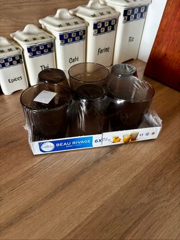 Lot de 6 verres Duralex Beau Rivage marrons neufs