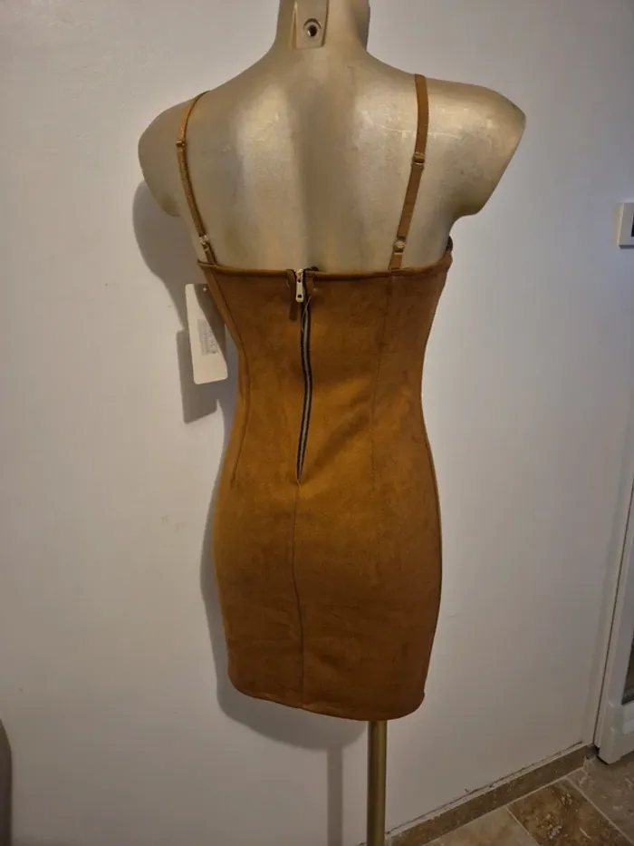 robe imitation daim marron taille unique neuve - photo numéro 4