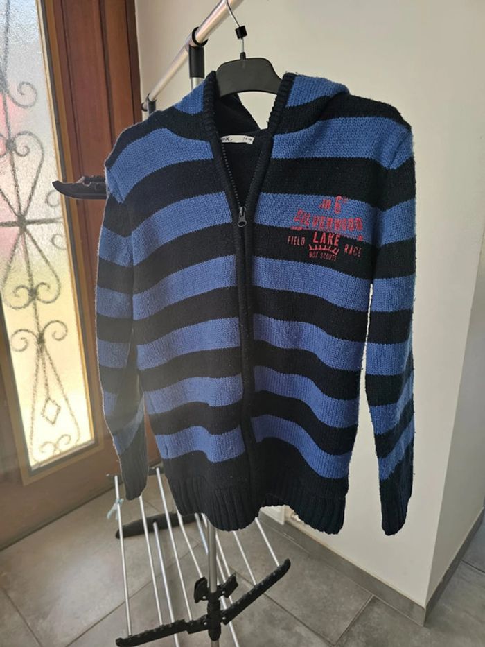 Gilet polaire à capuche, rayures 9/10 ans - photo numéro 9