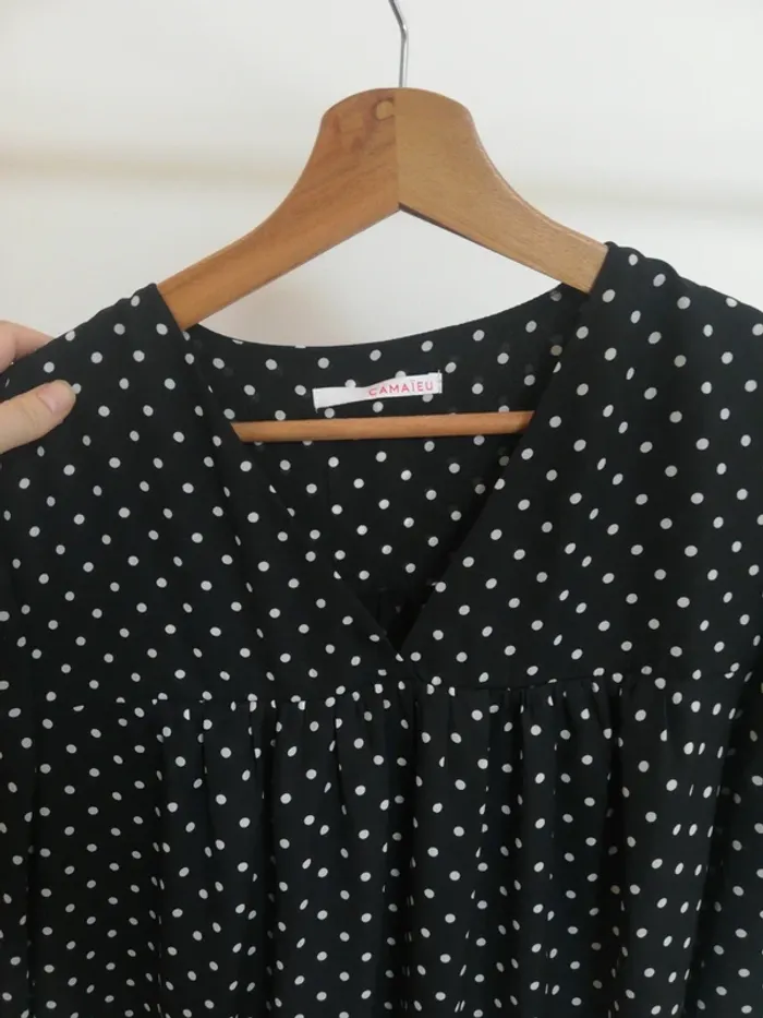 Robe manches longues noir et blanc camaieu - photo numéro 4