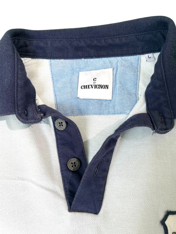 Polo Vintage Chevignon C by Chevignon écru col marine - Taille [L] - photo numéro 2
