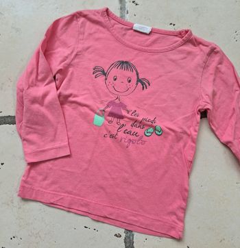 T-shirt rose Kidkanai motif plage - 3 ans