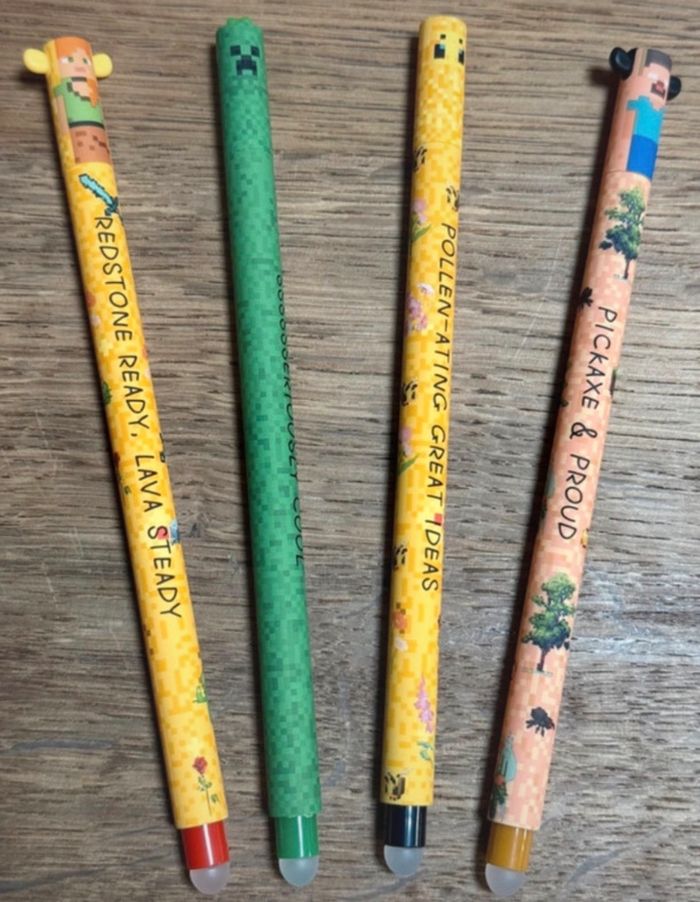 🖊️ Lot de 4 stylos effaçables  Minecraft - photo numéro 2