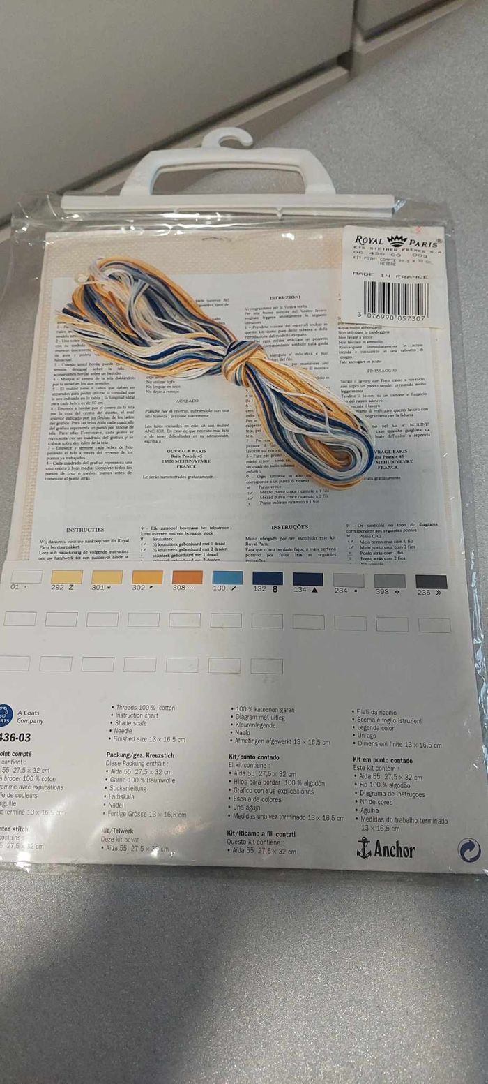 Kit broderie point de croix Royal Paris Les heures bleues "La Théière" 13 x 16,5 cm neuf - photo numéro 3